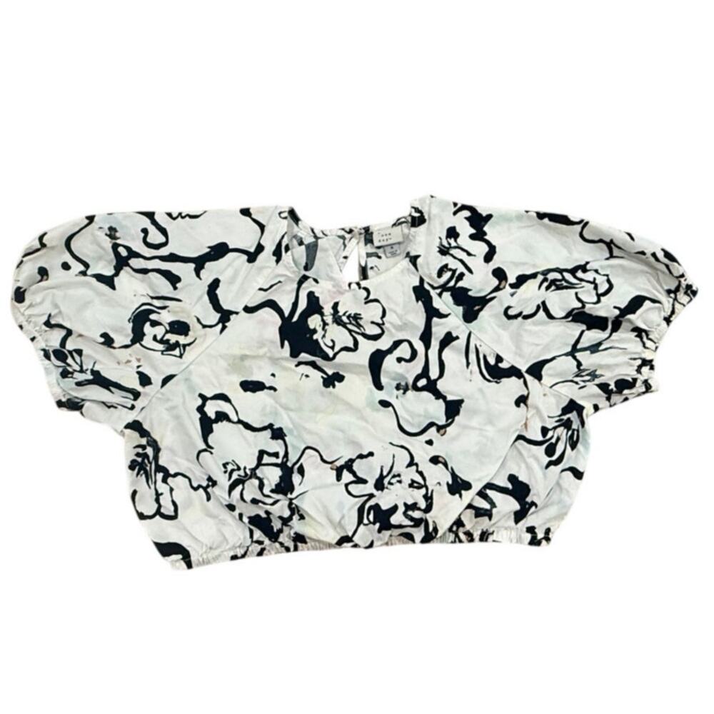 A New Day White Black Cow Print / Abstract Sleeveless Tank Top Medium